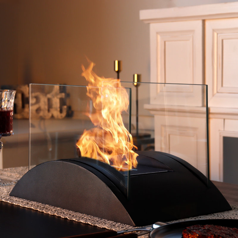 JHY DESIGN Metal BioEthanol Outdoor Tabletop Fireplace with Flame